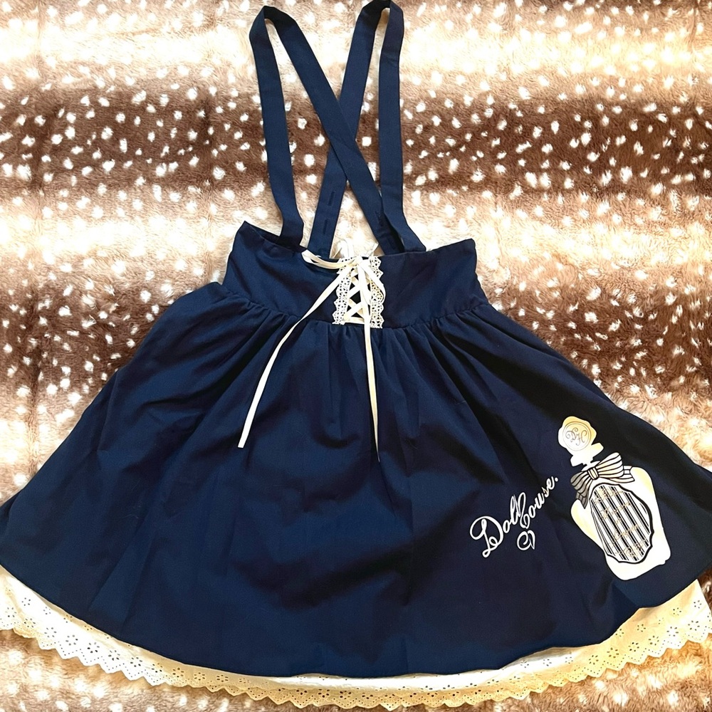 Navy Blue Suspender Skirt